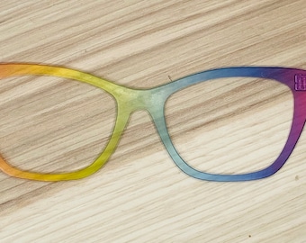 Translucent Rainbow Acrylic Eyewear Topper For Interchangeable Magnetic Glasses