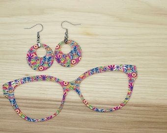 Mexican Floral Translucent Acrylic Eyewear Topper For Interchangeable Magnetic Glasses