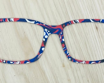 Red and Blue Abstract Acrylic Eyewear Topper for Interchangeable Magnetic Glasses