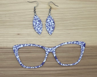 Blue Porcelain Acrylic Topper For Interchangable Magnetic Glasses