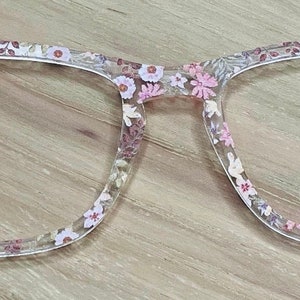 Dusty Pink Floral Acrylic Eyewear Topper For Interchangeable Magnetic Glasses