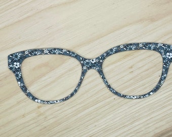 Black & White  Floral Acrylic Eyewear Topper for Interchangable Magnetic Glasses