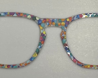 Acryl-Brillenaufsatz mit Regenbogenpunkten für magnetische Wechselbrillen