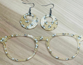 Bees Translucent Acrylic Eyewear Topper For Interchangeable Magnetic Glasses