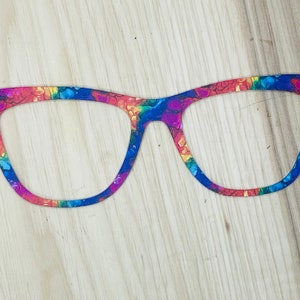 Rainbow Alcohol Ink Acrylic Topper for Interchangeable Magnetic Glasses