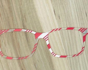 Candy Cane Translucent Acrylic Eyewear Topper for Interchangeable Magnetic Glasses