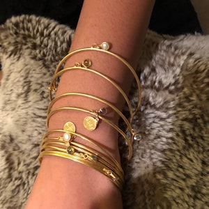 Armband med sterlingsilver, guldpolerat, personligt hängande, födelsesten, hängande armband med naturlig ädelsten, stapelbara armband med flytande bezel