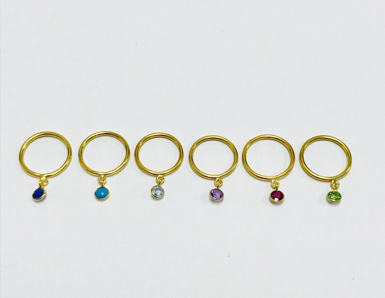 Gemstone Dangle Rings, Dangling Stone Rings, Dangle Charm Rings ...