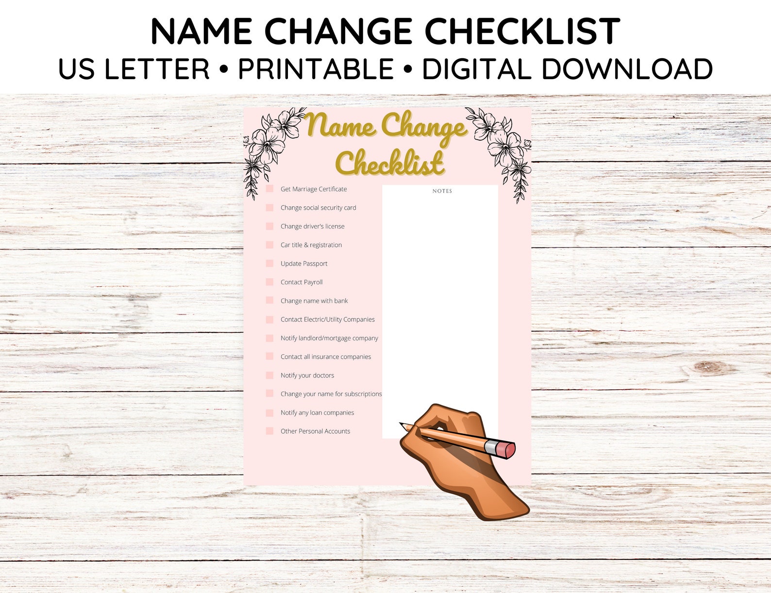 Name Change After Marriage Checklist Last Name Change Newly Etsy