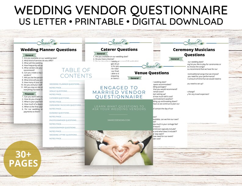 Wedding Planning Vendor Questionnaire Questions to ask each image 1