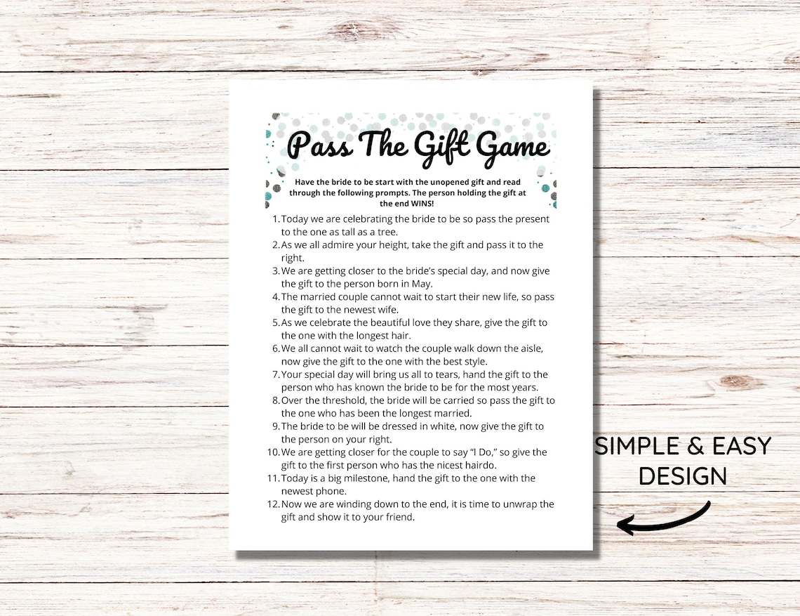 Pass the Gift Bridal Shower Game Bridal Shower Activity Etsy