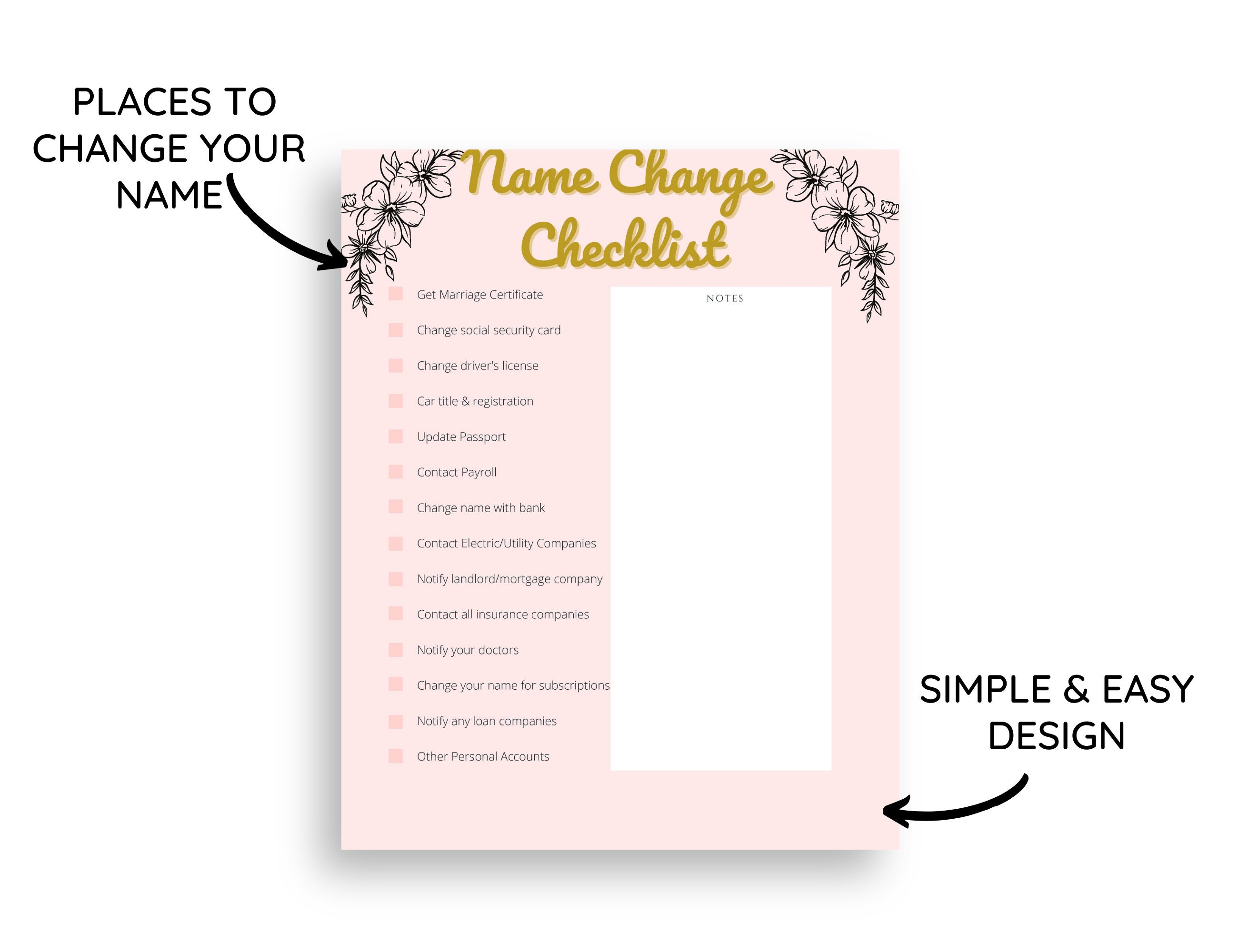 Name Change After Marriage Checklist Last Name Change Newly Etsy