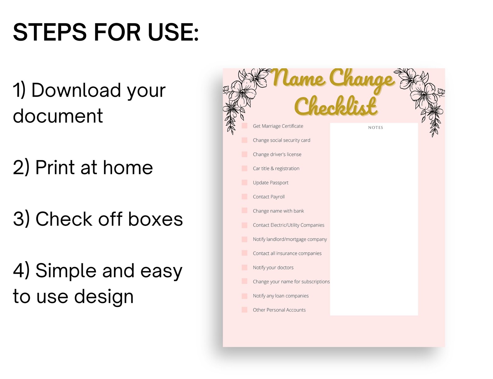 Name Change After Marriage Checklist Last Name Change Newly Etsy