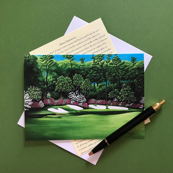 13th Hole at Augusta Painting, Augusta National, Golf Art, Stationary, Golf Greeting Cards