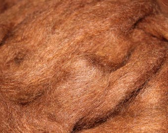 Cinnamon exotic mohair / alpaca / wool blended roving, 3oz skeins