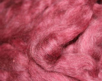 Red exotic mohair / alpaca / wool blended roving, 3oz skeins