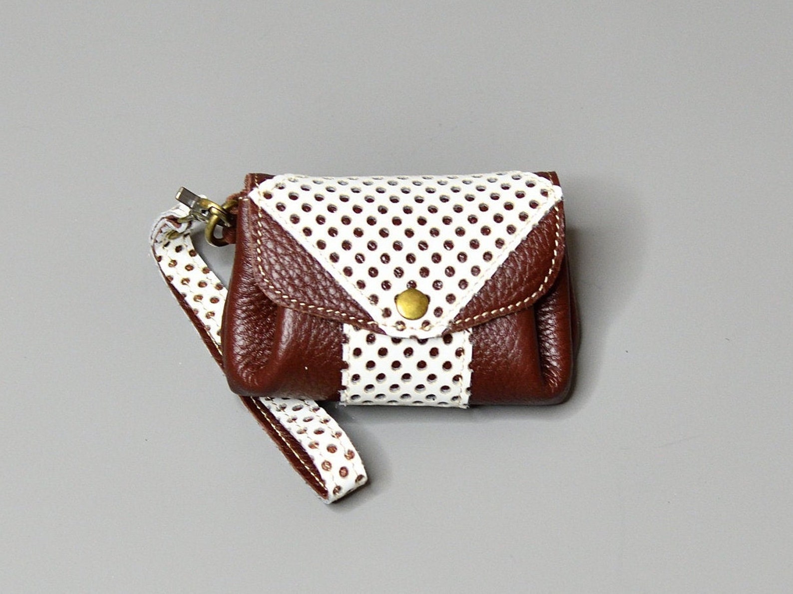 Small Leather Purse / Mini Wristlet Purse / Brown Ladies Purse Etsy