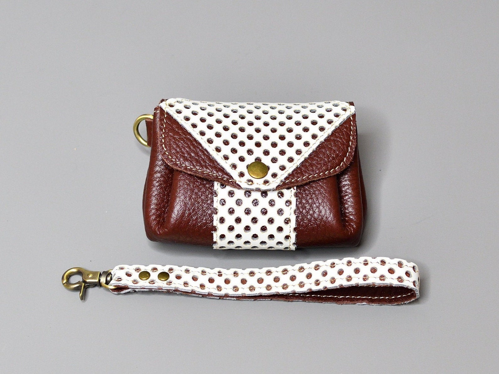Small Leather Purse / Mini Wristlet Purse / Brown Ladies Purse Etsy