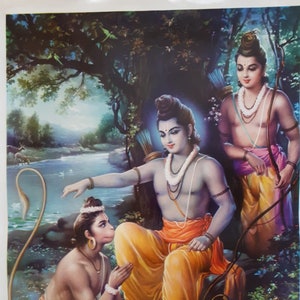 Hindu Print - Ram, Lakshman and Das Hanuman 20&quot;x28&quot;