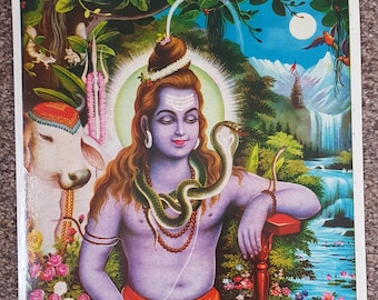 Hindu Vintage print of shiva by sharma publications