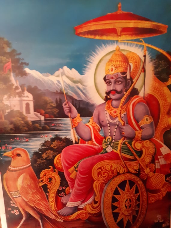 Vintage Hindu Print Of Shani Dev Etsy
