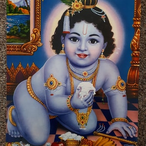 JB khanna print van hindoe god bal krishna/baby krishna