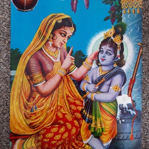 BG sharma print of hindu god krishna with his mother yashoda