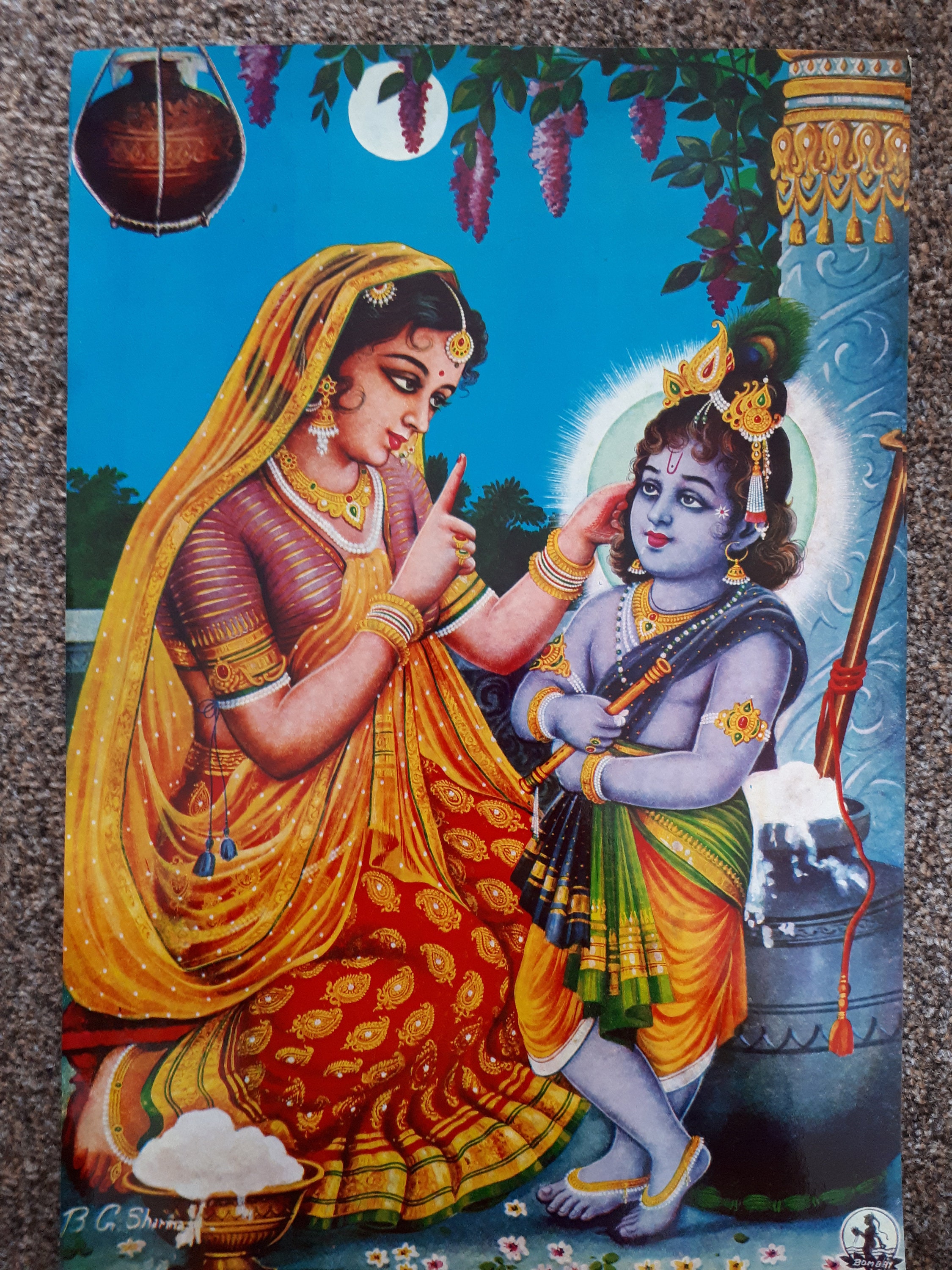 BG Sharma Print of Hindu God Krishna With His Mother Yashoda Etsy