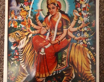 Hindu Goddess Amba Maa vintage print