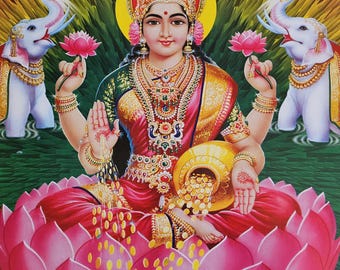 Modern Print of Hindu Goddess Lakshmi 15inch X 20inch Unframed by