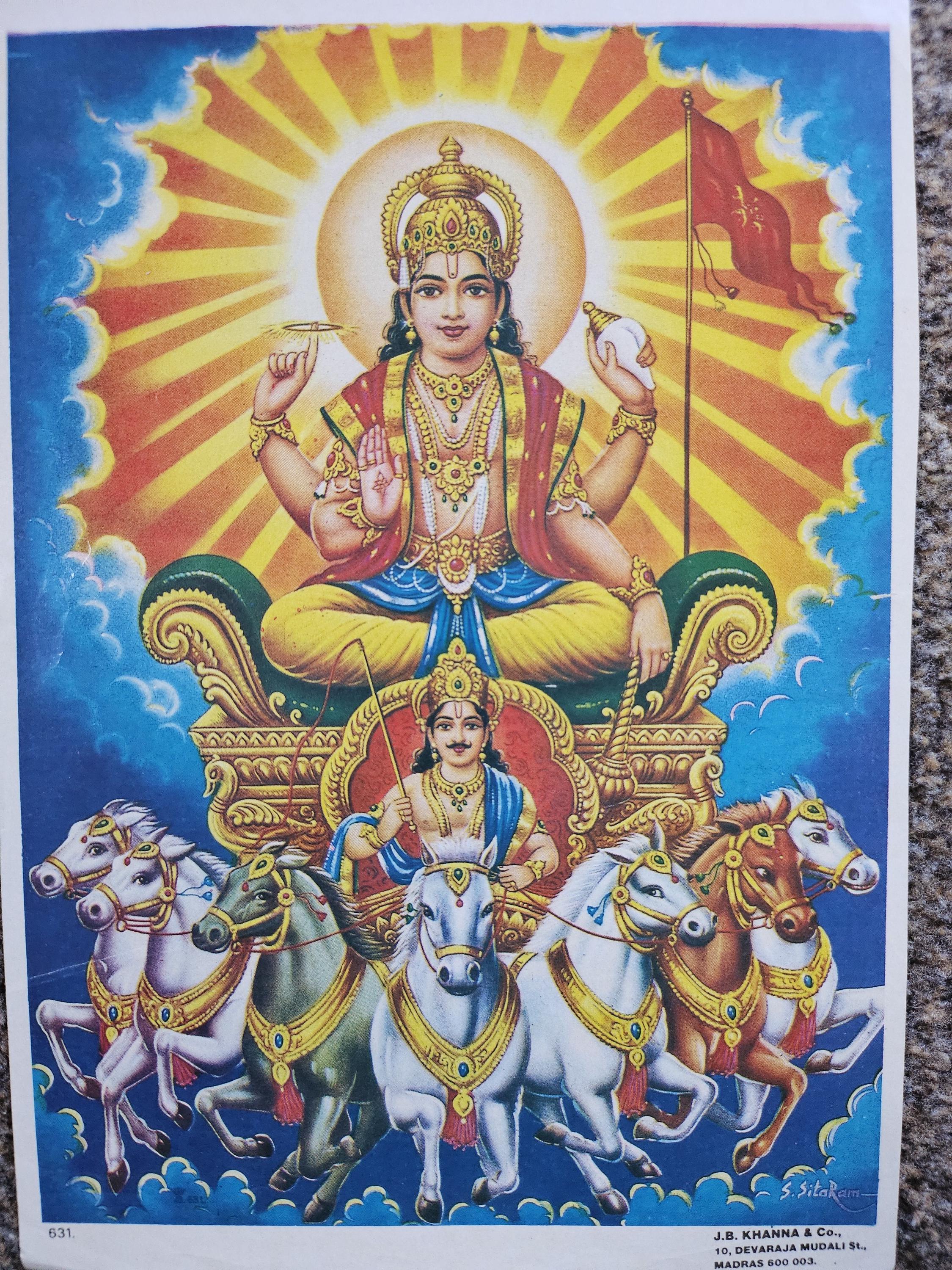 村上隆 Surya, the Sun God UR ARS10 Hindu God Surya Narayan / the Sun God 7inch X 10 Inch Unframed by