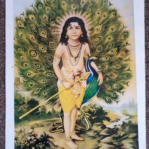 Large print of Hindu god Murugan 14x20inch
