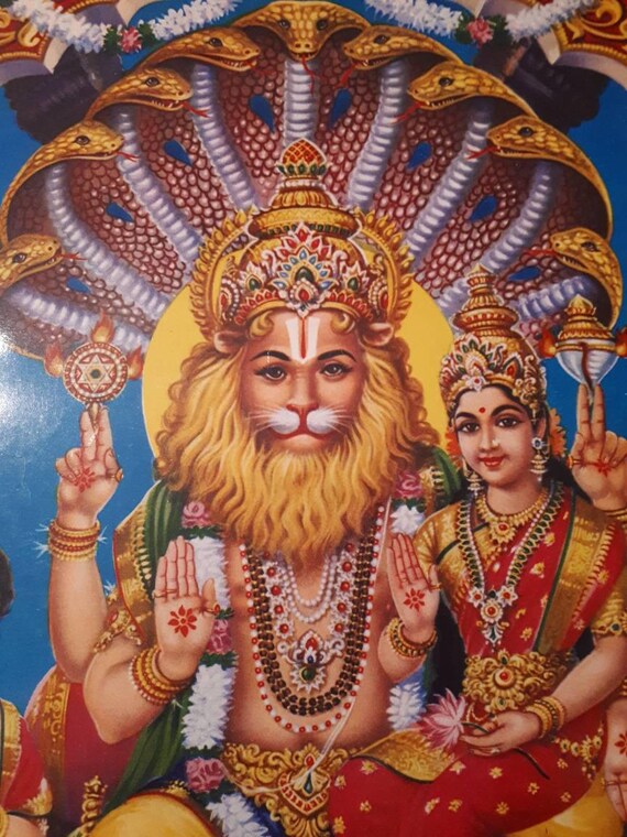 Hindu God Narasimha with Lakshmi Hindu God Narasimha with Lakshmi