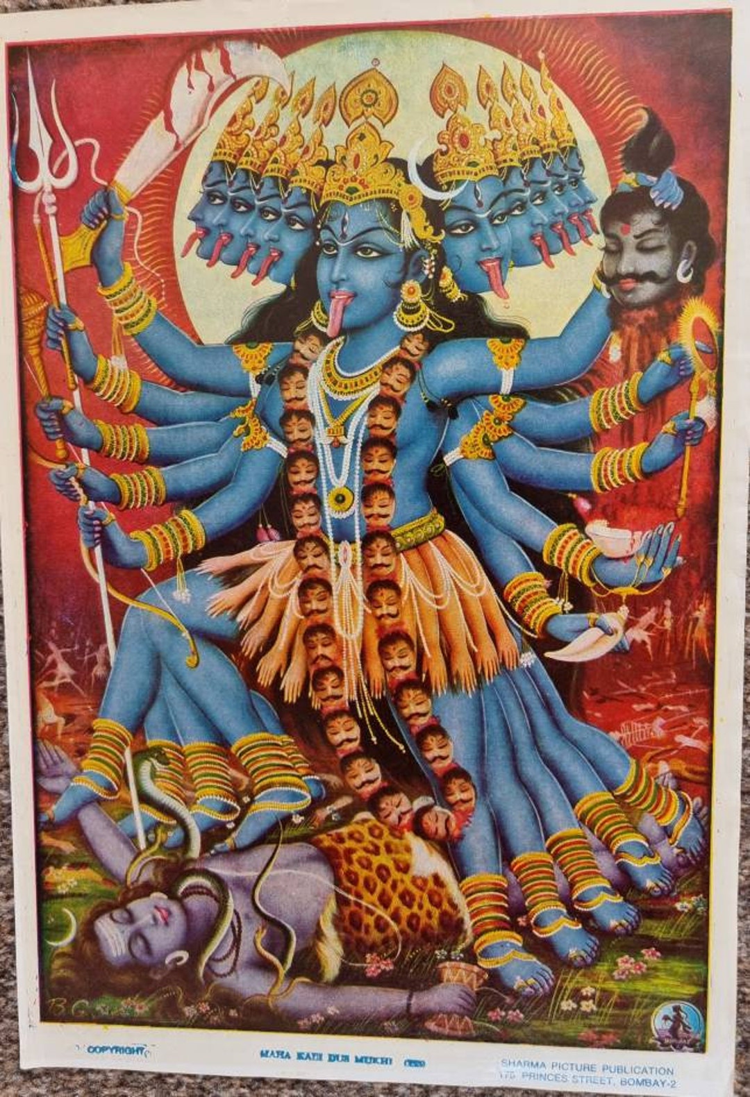 Kali Mata Sex Videos - Hindu Vintage Print of the Hindu Goddess Maha Kali Maa by - Etsy