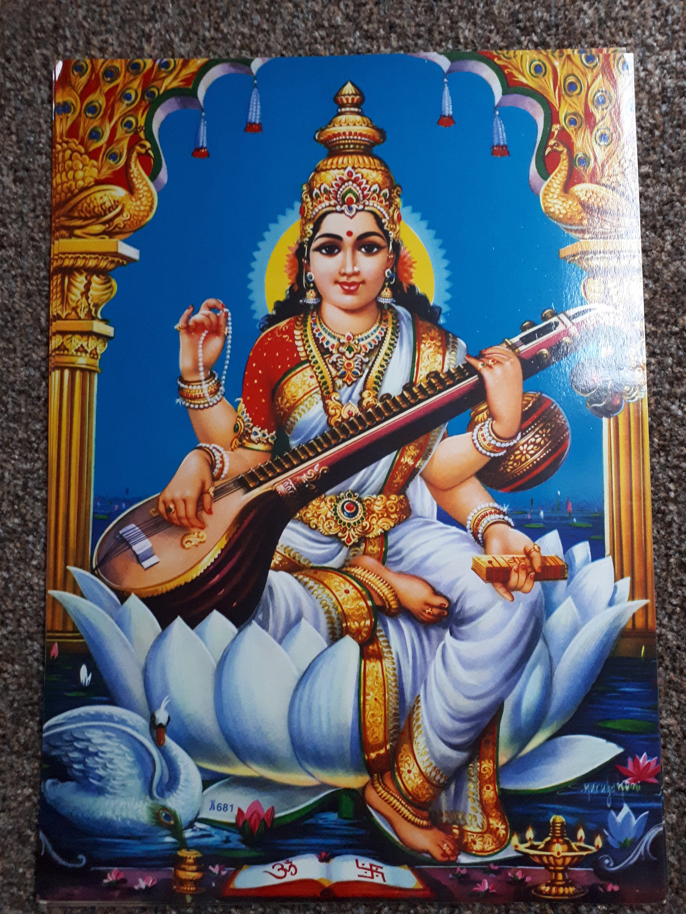 Hindu Goddess saraswati print by JB khanna | Etsy