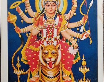 Hindu Goddess Amba Maa vintage print by Sharma Publications 6.5in x 9.5in
