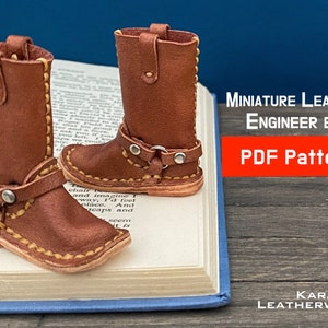 Miniature Leather Engineer Boots, PDF pattern, instant download, Karamel Leather