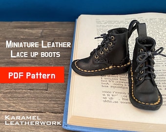 Botas con cordones de cuero en miniatura, patrón PDF, descarga instantánea, cuero Karamel