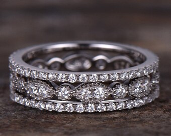 Full eternity wedding ring,925 sterling silver wedding band,rose gold or white gold plated,thin pave or marquise matching band