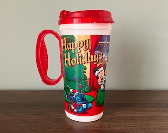 Vintage Disneyland Happy Holidays Travel Cup: Mickey & Friends Souvenir Disney Parks Exclusive
