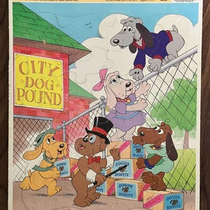 1986 Vintage Pound Puppies Golden Tray Puzzle