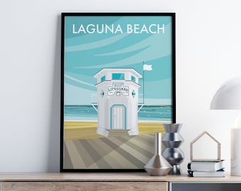 Laguna Beach Wall Art Print, Laguna California Coast Travel Poster, USA Illustrated Gift Souvenir, Laguna Beach USA