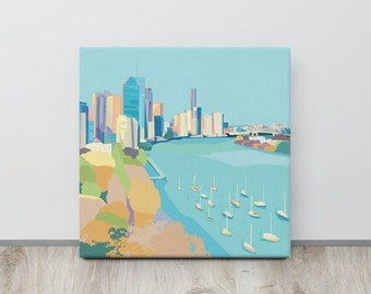 Brisbane River City  Canvas, Queensland Australia Wall Printed Poster