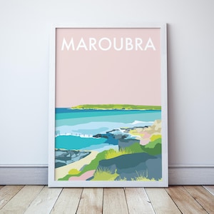 Maroubra Beach Art Print/ Ocean Travel Poster Sydney, Australia Gift Souvenir Memento