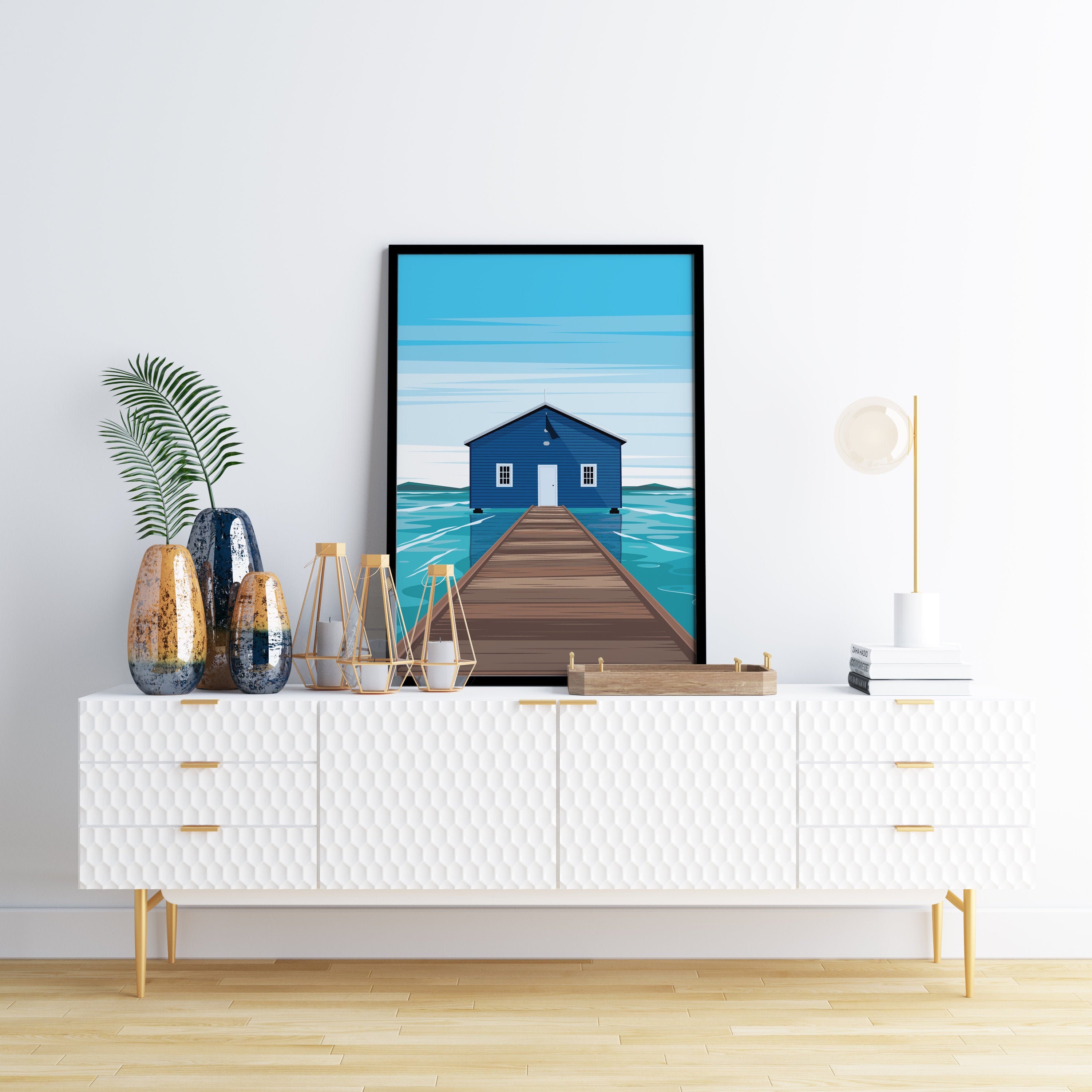 Blue Boathouse Perth Crawley Edge Travel Print Etsy