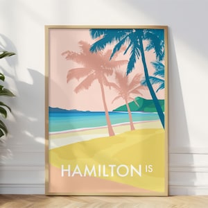 Hamilton Island Wall Art Print, Hamilton Island Illustrated Wall Poster, Hamilton Island Whitsundays Australia