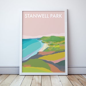 Stanwell Park Wall Art Print Print, South Coast New South Wales, Stawell Park Australia Coastal Illustration