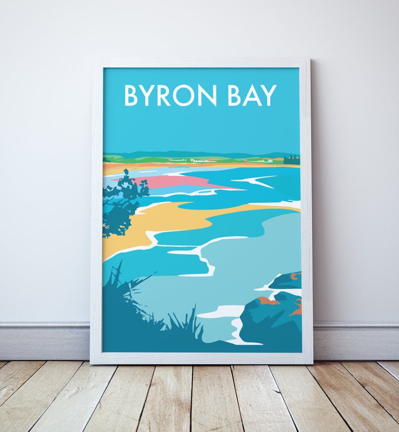 Byron Bay Beach Travel Print Surf Coast image 1