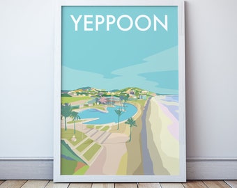 Yeppoon Beach Lagoon Queensland Travel Print Australia