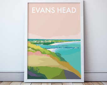 Evans Head,  Northern Rivers NSW Coast Travel Illustration, Australia Souvenir  Gift